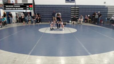 40 lbs Cons. Round 2 - August Van De Moere, Emmett Wrestling Club vs Beckham Powers, Raft River Wrestling