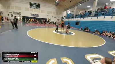 151-164 lbs Round 3 - Cooper Moore, Worland Middle School vs Charlie Arzaga, Powell Middle School