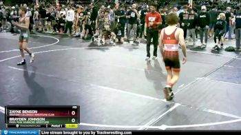 96 lbs Quarterfinal - Zayne Benson, Western Colorado Wrestling Club vs Brayden Johnson, Pikes Peak Warriors Wrestling