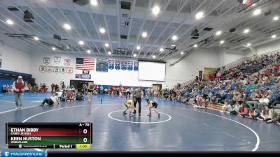 70 lbs Semifinal - Ethan Bibby, Carey Jr High vs Keen Huston, Wheatland