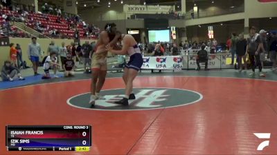 195 lbs Cons. Round 3 - Isaiah Francis, TX vs Izik Sims, MO