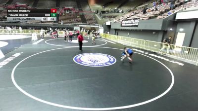74 lbs Cons. Quarters - Nathan Moreno vs Gavin Miller, RBWC (Rancho Bernardo Wrestling Club)