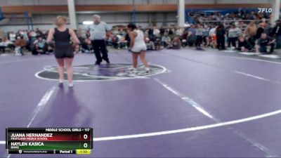 117 lbs Champ. Round 2 - Juana Hernandez, Fruitland Middle School vs Haylen Kasica, RMMS