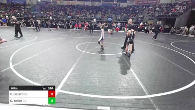 67 lbs Quarterfinal - Branson Boyer, Rebel Wrestling Club vs Colby Yelton, East Kansas Eagles