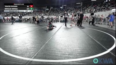 73 lbs Round Of 32 - Tracen Rhoden, Del City Little League vs Nikolas Ortega, Keystone Kids Wrestling Club
