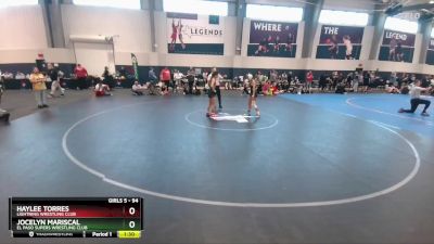 94 lbs Round 2 - Jocelyn Mariscal, El Paso Supers Wrestling Club vs Haylee Torres, Lightning Wrestling Club