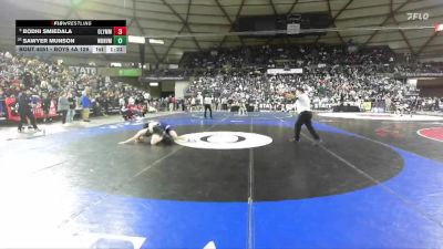 Boys 4A 126 lbs Champ. Round 1 - Sawyer Munson, Woodinville vs Bodhi Smiedala, Olympia