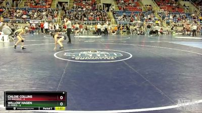 100 lbs Quarterfinal - Chloie Collins, W2-Bismarck vs Willow Hagen, E3-Fargo