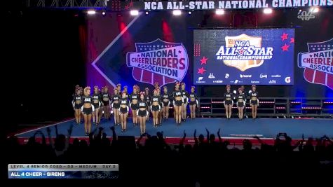 All 4 Cheer - Sirens [2026 L4 Senior Coed - D2 - Medium Day 2] 2026 NCA All-Star National Championship