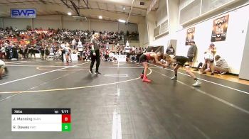 76 lbs Quarterfinal - Jett Manning, Barnsdall Youth Wrestling vs Ryker Dawes, Keystone Wrestling Club