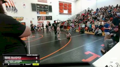 49 lbs Champ. Round 1 - Matthew Hansen, Powell Wrestling Club vs Ridge Malkovich, Worland Wrestling Club