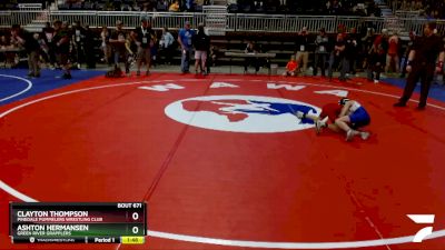 63 lbs Cons. Round 2 - Clayton Thompson, Pinedale Pummelers Wrestling Club vs Ashton Hermansen, Green River Grapplers