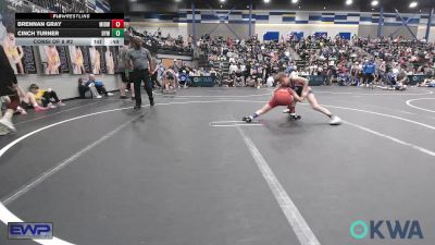 80 lbs Consi Of 8 #2 - Brennan Gray, Midwest City Bombers Youth Wrestling Club vs Cinch Turner, Bristow Elementary Wrestling Club