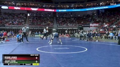 3A-144 lbs Champ. Round 1 - Ryker Jones, Clear Creek-Amana vs Adam Cook, Xavier, Cedar Rapids