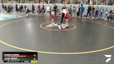 77 lbs Round 1 - Hayden Kumfer, Soldotna Whalers Wrestling Club vs Ryder Wright, Lions Den Wrestling Club