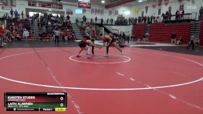 150 lbs Quarterfinal - Karsten Studer, Davenport West vs Laith Alawneh, Iowa City, City High