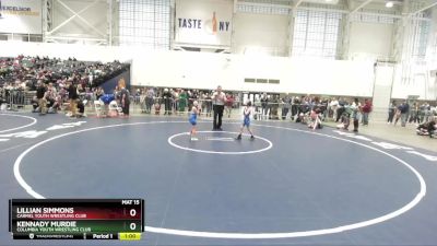 58-64 lbs Round 2 - Lillian Simmons, Carmel Youth Wrestling Club vs Kennady Murdie, Columbia Youth Wrestling Club