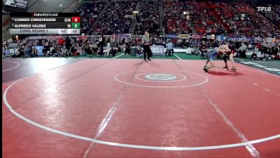 3A 157 lbs Cons. Round 3 - Alfredo Valdez, Valley vs Conner Christensen, Clearwater Valley