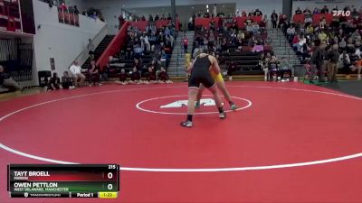 215 lbs Quarterfinal - Owen Pettlon, West Delaware, Manchester vs Tayt Broell, Marion