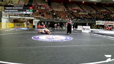 Cadet Boys Lower - 132 lbs Champ. Round 2 - Evan Kruntchev, La Costa Canyon High School Wrestling vs Vincent Maumoynier