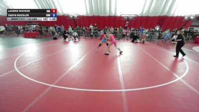 115 lbs Cons. Quarters - Lauren Watson, Ubasa Wrestling Academy vs Taryn Roesler, Kindred