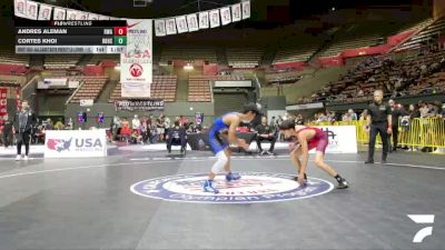 All Cadet Boys Freestyle Lower - 120 lbs Cons. Round 4 - Andres Aleman, Brawley Wrestling Academy vs Cortes Khoi, Rancho Bernardo High School Wrestling