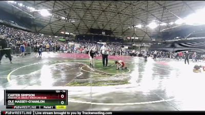 74 lbs Cons. Round 2 - Carter Simpson, Hoquiam Jr. Grizzly Wrestling Club vs Ole Massey-O`Hanlon, NWWC