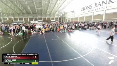 105 lbs Cons. Round 1 - Chloe Hague, Cougars Wrestling Club vs Paitain King, Top Of Utah