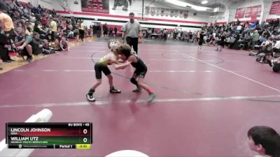 45 lbs 1st Place Match - William Utz, Sedalia Youth Wrestling vs Lincoln Johnson, Nixa