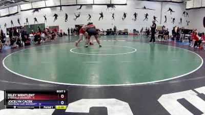 207 lbs Round 1 (16 Team) - Riley Wentlent, D`Youville University vs Jocelyn Cacek, Frostburg Sate University