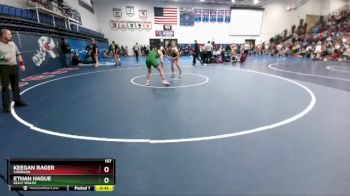 157 lbs Cons. Round 4 - Ethan Hague, Kelly Walsh vs Keegan Rager, Sheridan