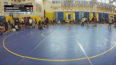 106 lbs Cons. Round 5 - Andrew Bishop, NORTH FORT MYERS HIGHSCHOOL vs Zachary Baginski, River Ridge HS