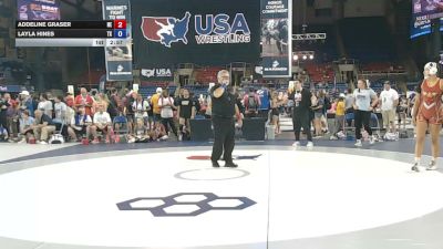 155 lbs Cons. Sub-rd Of 32 - Addeline Graser, Nebraska vs Layla Hines, Texas