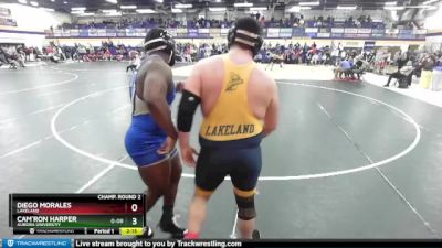 285 lbs Champ. Round 2 - Diego Morales, Lakeland vs Cam`ron Harper, Aurora Universtiy