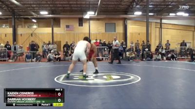 285 lbs Round 2 (6 Team) - Darrian Hoobery, Eastern Oregon University (OR) vs Kaiden Cisneros, Arizona Christian University