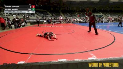 68 lbs Consolation - Oaklee Karhoff, Eierman Elite vs Juliana Matteo, Lady Warriors Wrestling Club