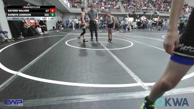 90 lbs Consolation - Kayden Walker, Tulsa Blue T Panthers vs Korbyn Johnson, Checotah Matcats