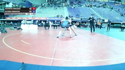 180 lbs Placement Matches (16 Team) - Kathryn Hingano, Southern Oregon University vs Alyssa Pinkston, Lindsey Wilson