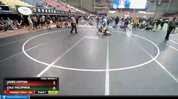160 lbs Cons. Round 2 - James Cotton, IL vs Cole Halupnick, IA