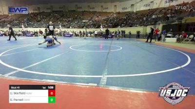 100 lbs Round Of 16 - Uriah Warfield, Husky Wrestling Club vs Greysen Parnell, Harrah Little League Wrestling