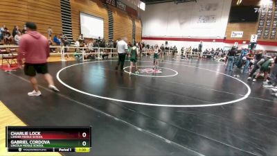 80 lbs 1st Place Match - Gabriel Cordova, Lincoln Middle School vs Charlie Lock, Lander Middle School