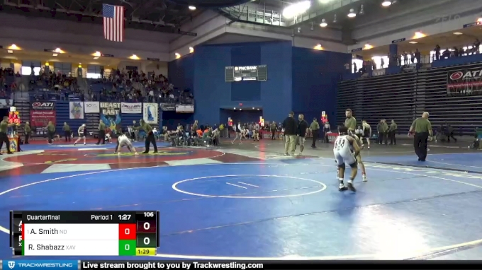 106 Lbs Quarterfinal Ayden Smith Notre Dame Vs Raekwon Shabazz Xavier