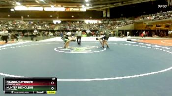 157 lbs Champ. Round 1 - Hunter Nicholson, East Valley vs Brandan Attinger, Mountain View