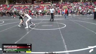 92 lbs Champ. Round 1 - Braddock Tharp, Linn County Twisters vs Brantley Hilton, Council Grove Wrestling Club