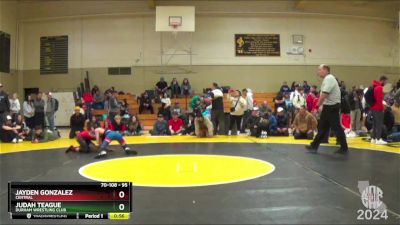 95 lbs Cons. Round 3 - Judah Teague, Durham Wrestling Club vs Jayden Gonzalez, Central