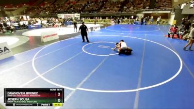 157 lbs Cons. Round 2 - Joseph Sousa, Ukiah High School Wrestling vs Dawnoven Jimenez, Hanford High School Wrestling