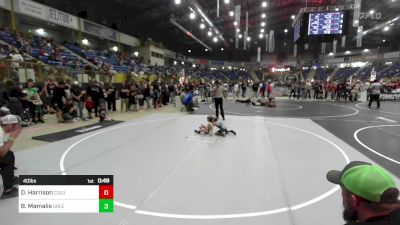 40 lbs Quarterfinal - Dawson Harrison, Colorado Outlaws vs Barrett Mamalis, Green River Grapplers