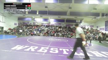 Boys 122 lbs 1st Place Match - Camm Colgate, Evergreen Boys vs Kaden Owens, Foothill Boys