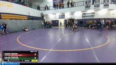 132 lbs Semifinal - Kaleb Fowler, Worland Middle School vs Jaxon Medow, Shoshoni Junior High School