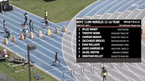 Youth Boys' 110m Hurdles, Finals 1 - Age 15-16